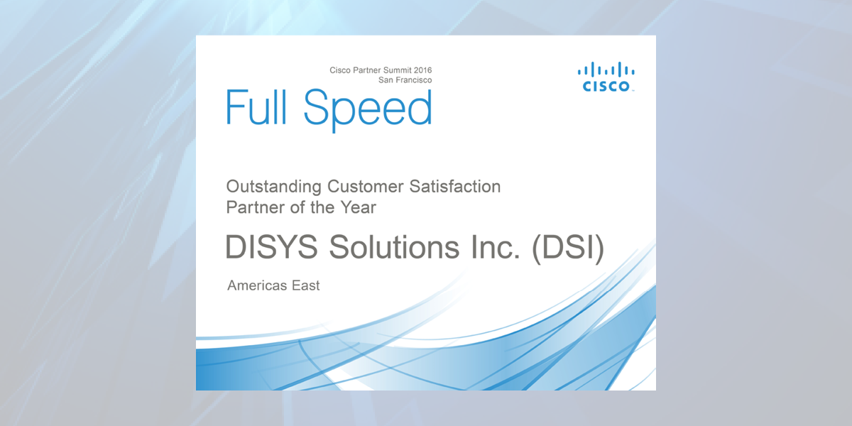 Cisco Partner Award for Customer Satisfaction 2016