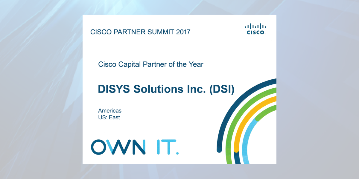 Cisco Partner Award for Capital Financing 2017