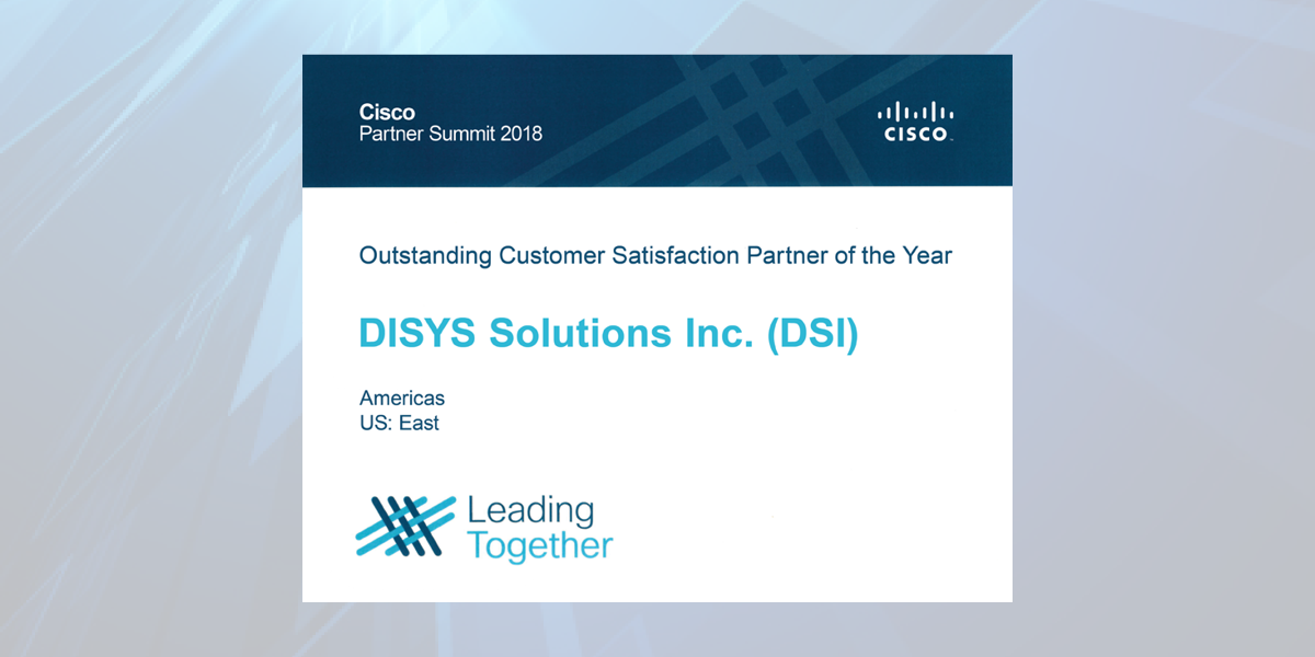 Cisco Partner Award for Customer Satisfaction 2018