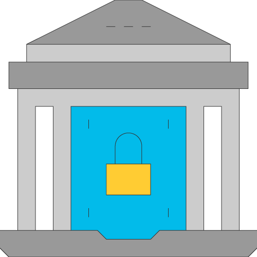 Bank with Security Lock Icon