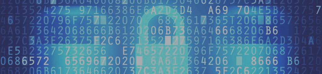 Security Lock with Numbers and Letters Privacy Policy Header