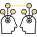 Two Heads with Circle Symbols Icon