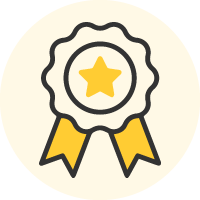 Ribbon Star Icon with Yellow Circle Background