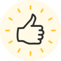 Thumbs Up Icon with Yellow Circle Background