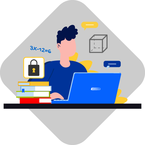 Illustration of Student with Laptop and Books